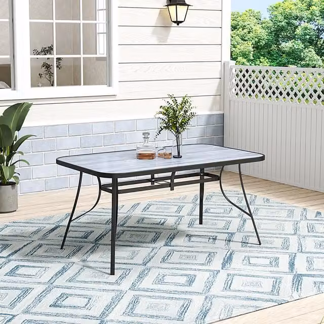 Lifeideas Black Wood Effect Garden Coffee Table W: 90 cm, L: 150 cm