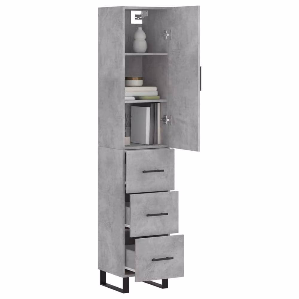 Berkfield Home Industrial Highboard in Concrete Grey, W/D/H: 34.0 x 34.5 x 180 cm – 2