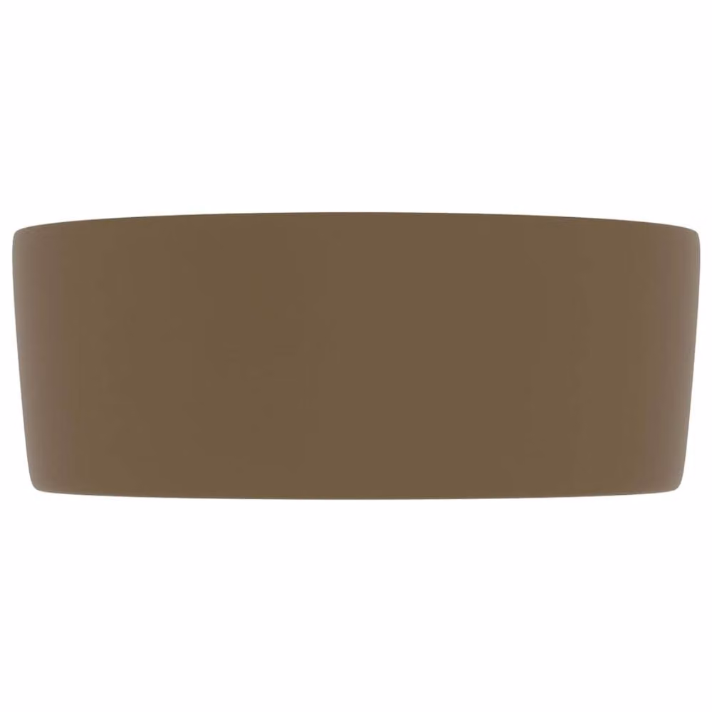 Berkfield Home Round Ceramic Luxury Wash Basin in Taupe, W/D/H: 40 x 40 x 15 cm – 3