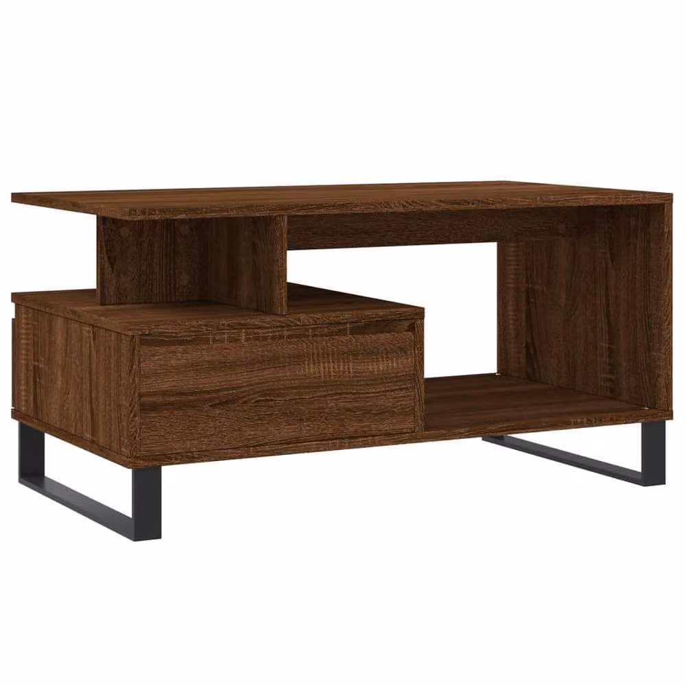 Berkfield Home Modern Brown Oak Coffee Table, W: 90 cm, D: 49 cm, H: 45 cm – 4