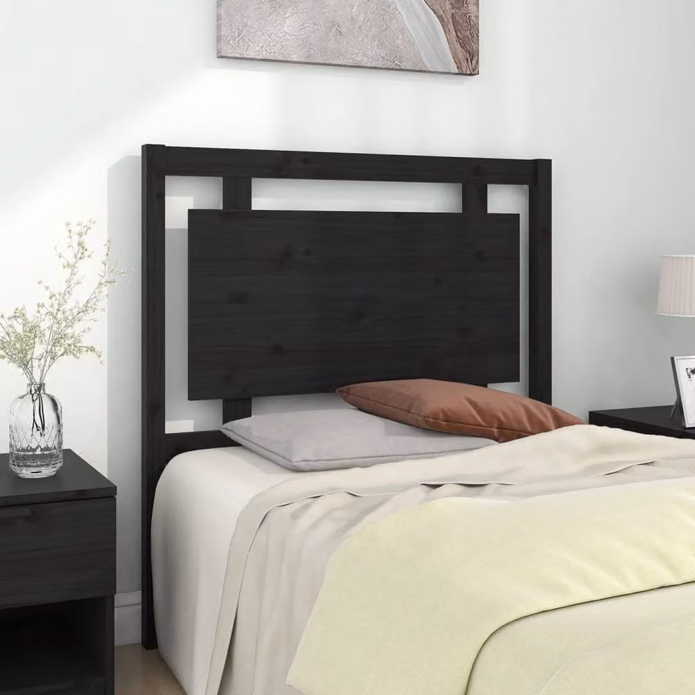 Berkfield Home Black Rustic Solid Pine Wood Bed Headboard W/D/H: 95.5 x 4 x 100 cm – 2