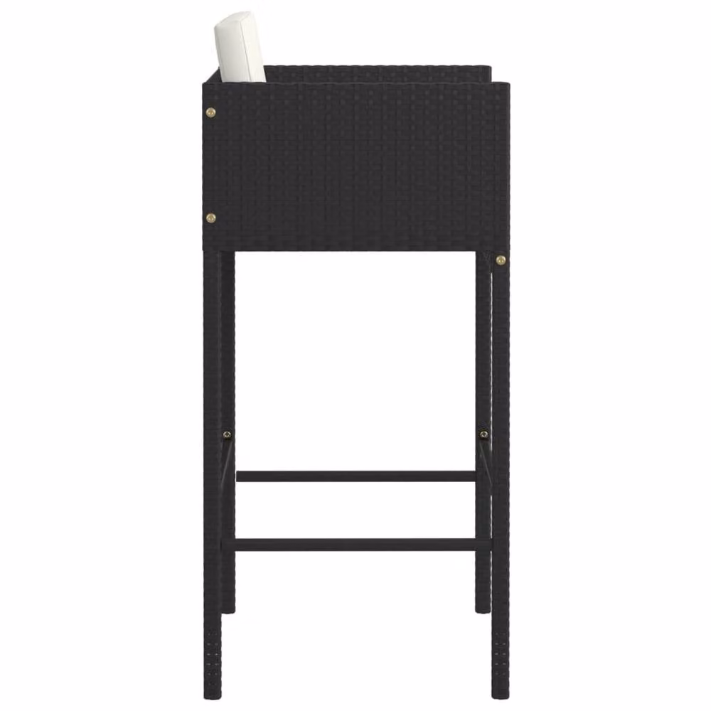 Berkfield Home Set of 4 Sturdy Black Poly Rattan Bar Stools with Cushions – 4