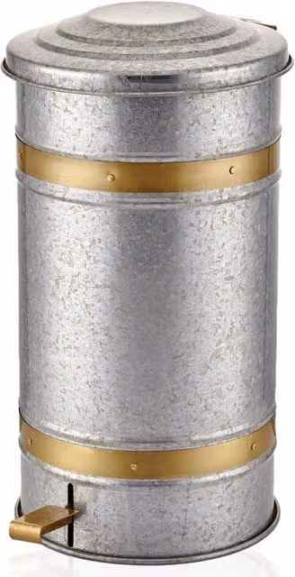 The Mia UK Mia Galvin Series 24L Step On Pedal Rubbish Bin in Silver and Gold Steel