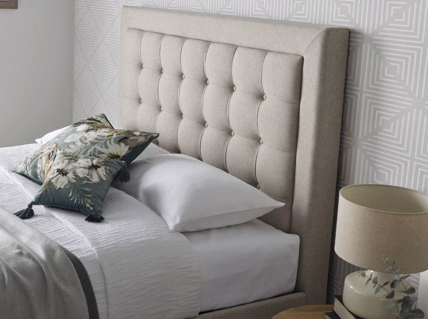 Rest Relax Barcelona Ottoman Bed in Beige Fabric, Double W/D/H: 140 x 200 x 141.5 cm – 2