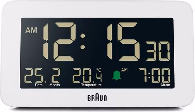 Braun Digital Alarm Clock in White – 1