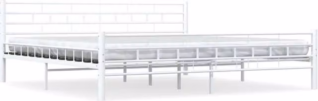 Berkfield Home White Metal Bed Frame W/D/H: 200 x 200 cm
