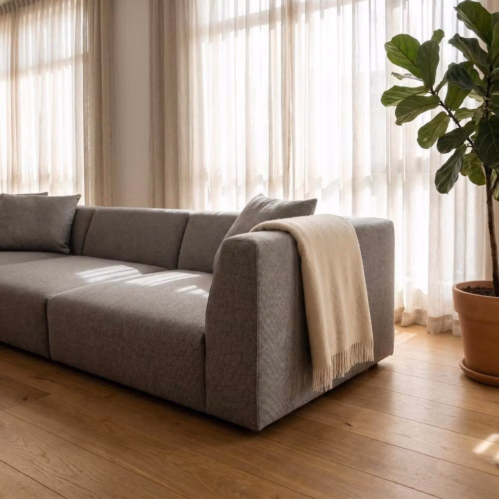 Abakus Direct Tokyo 5 Seater Sofa in Grey Brushed Tweed Fabric with Deep Seats – 4