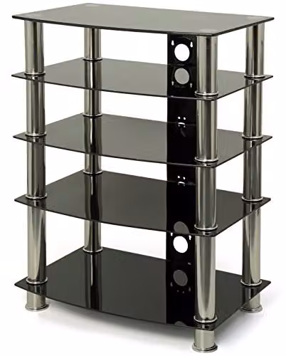 Centurion Supports Galago Contemporary Black Glass AV Separates Stand with 5 Shelves, W/D/H: 82.5 x 60 x 44 cm – 6
