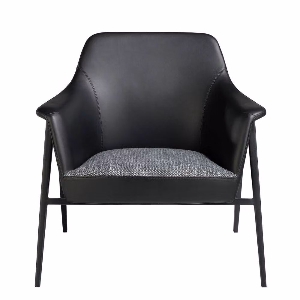 Angel Cerda Grey Fabric and Black Leatherette Modern Swivel Armchair – 2