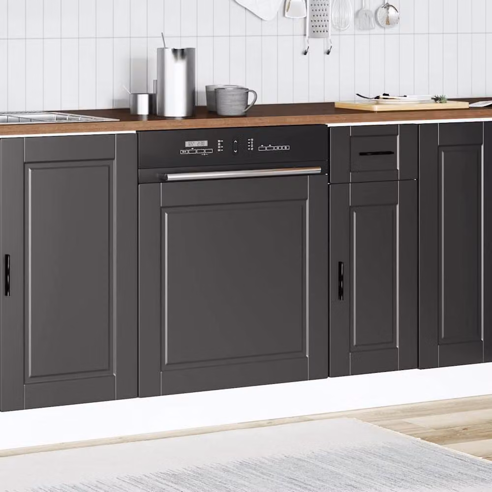 Berkfield Home Dishwasher Panel Porto Black Engineered Wood W/D/H: 60 x 1.5 x 67 cm – 3