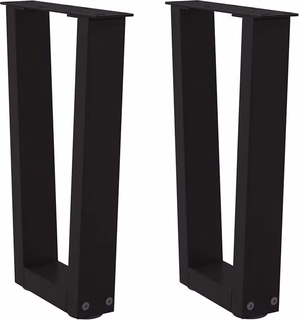Berkfield Home V-Shape Dining Table Legs, 2 Piece Set, Black Steel, W: 38 cm, H: 42-43.3 cm