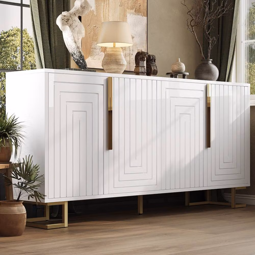 Matteo Modern Geometric White and Gold Sideboard – 2