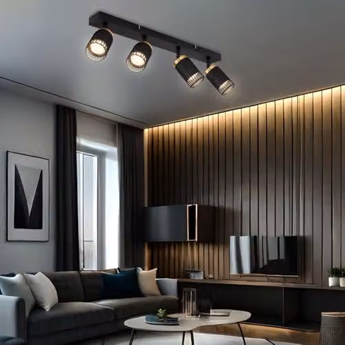 Netlighting Korben Adjustable Ceiling Spotlight Bar in Black and Gold, 4x GU10, W/D/H: 53 x 12.5 x 15.5 cm – 3