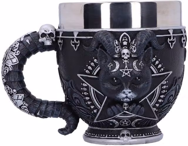 Nemesis Now Black and Silver Resin Mug, Height: 11 cm