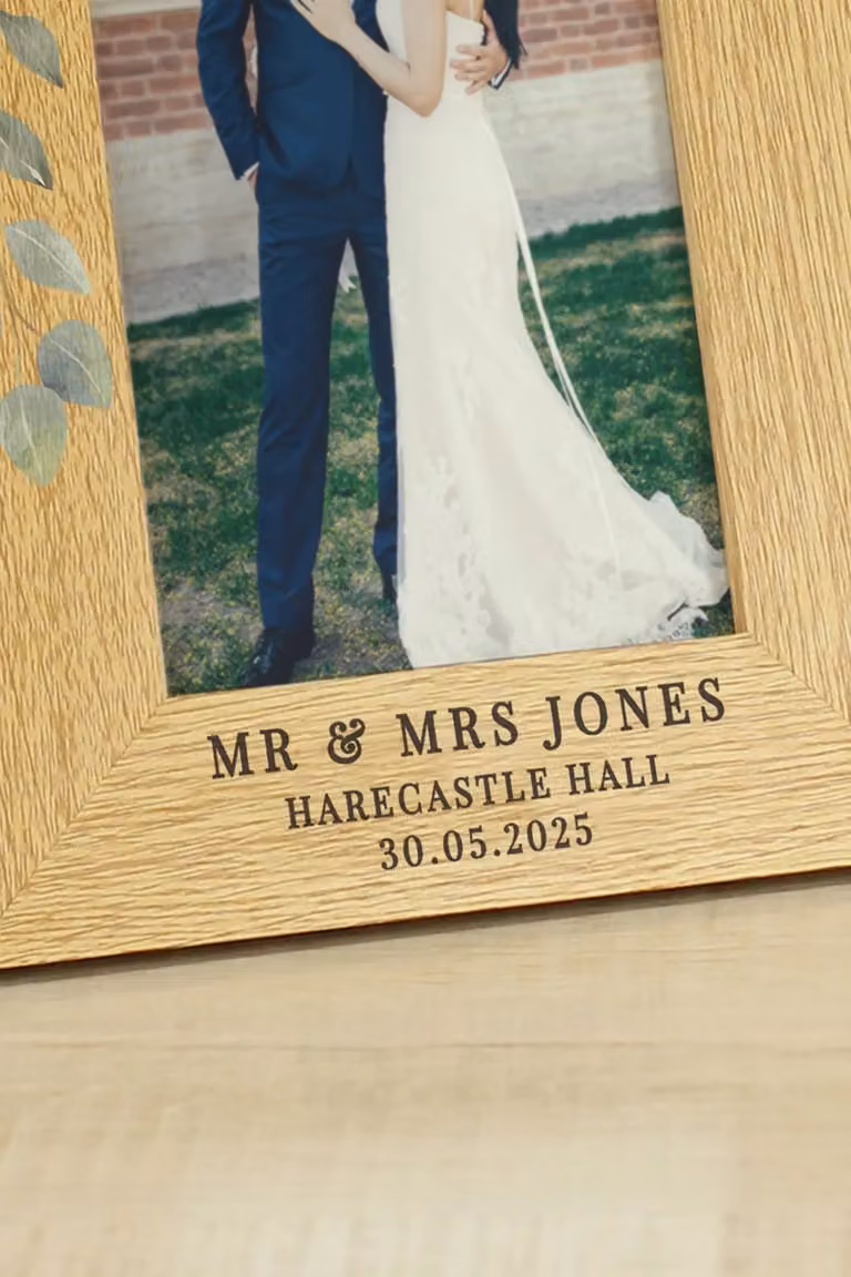 Personalised Memento Company Botanical Single Photo Frame, Light Brown Oak Finish, W/H: 15.24 x 10 cm