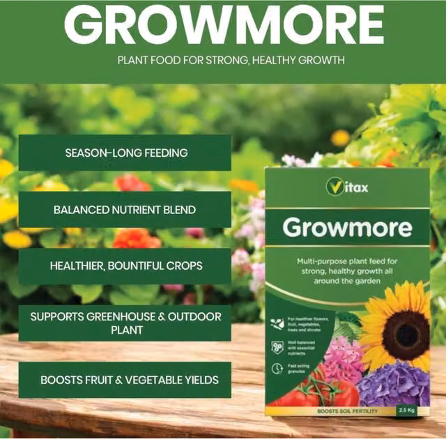 Vitax Growmore Granulate Garden Fertiliser, 2.5 kg