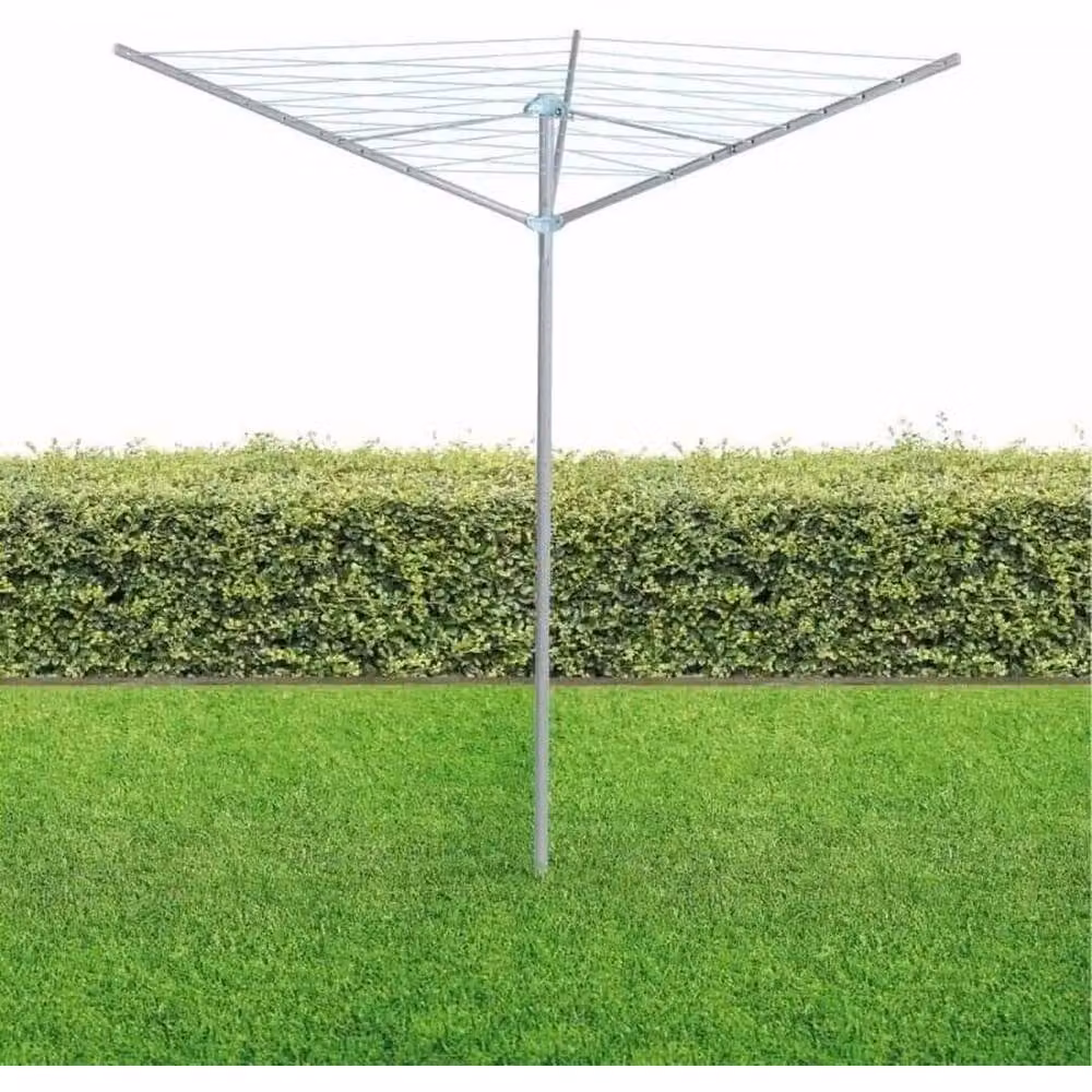 FLAVORA 4 Arm Rotary Outdoor Clothes Airer in Metallic Silver – 2
