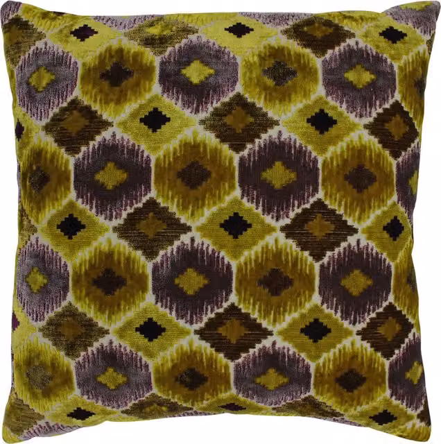Paoletti Ares Ikat Jacquard Cushion in Yellow
