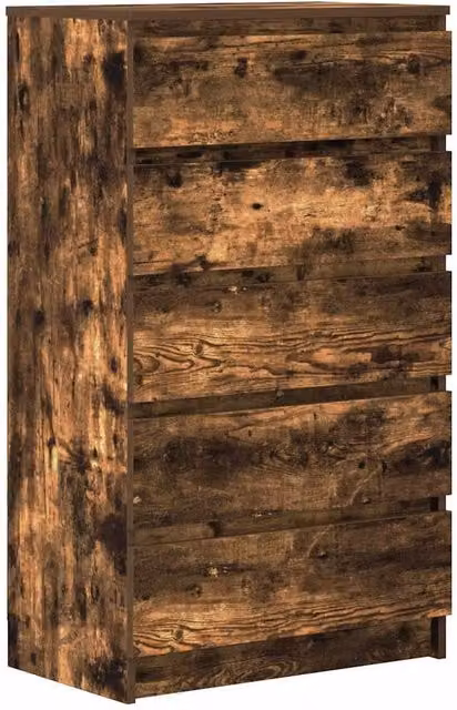 Berkfield Home Smoked Oak Drawer Cabinet in Brown, W/D/H: 60 x 36 x 103 cm