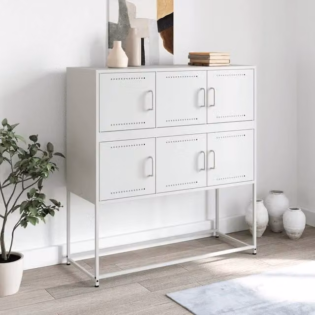 Berkfield Home White Steel Sideboard W/D/H: 100.5 x 39 x 107 cm – 1