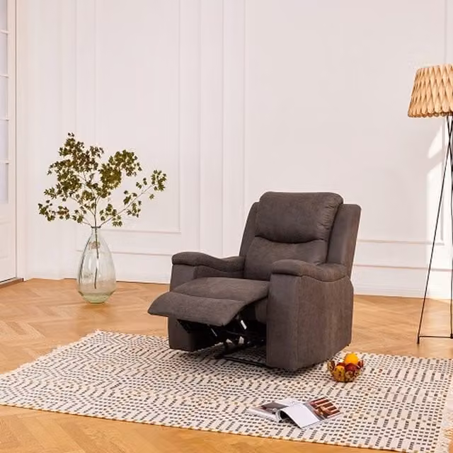 Home Detail Collins Grey Air Leather Manual Recliner Sofa – 1