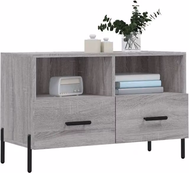Berkfield Home Grey Sonoma TV Cabinet in Engineered Wood W/D/H: 80 x 36 x 50 cm