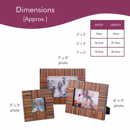 Paper High Multicoloured Striped Mango Wood Photo Frame, Rectangular Tabletop Picture Frame for 10 x 15 cm Photos, W/D/H: 16.5 x 21.5 x 16.5 cm – 4