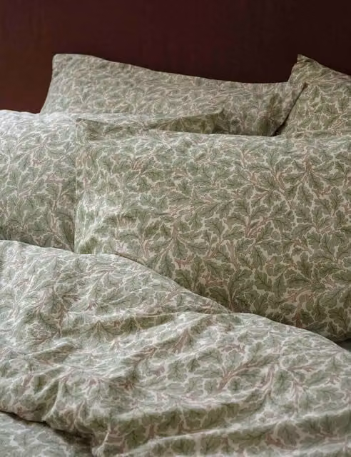 Piglet In Bed 2 Pack Pure Cotton Oak Pillowcases in Green Mix
