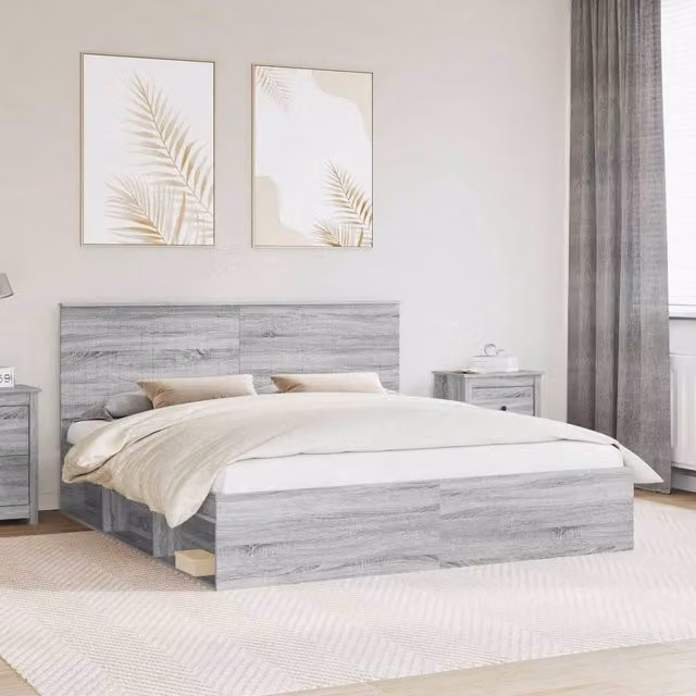 Berkfield Home Sonoma Bed Frame in Grey Solid Pine Wood, 180 x 200 cm – 1