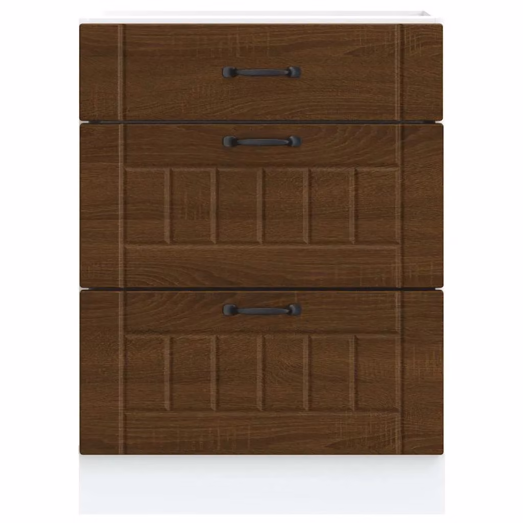 Berkfield Home Lucca Kitchen Base Cabinet in Brown Oak Engineered Wood – 3