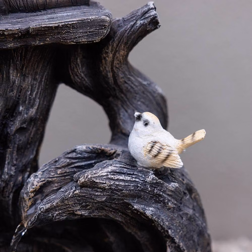 Primrose To Roost Birdhouse Outdoor Cascade Water Feature with LEDs in Grey, Height: 58 cm – 3
