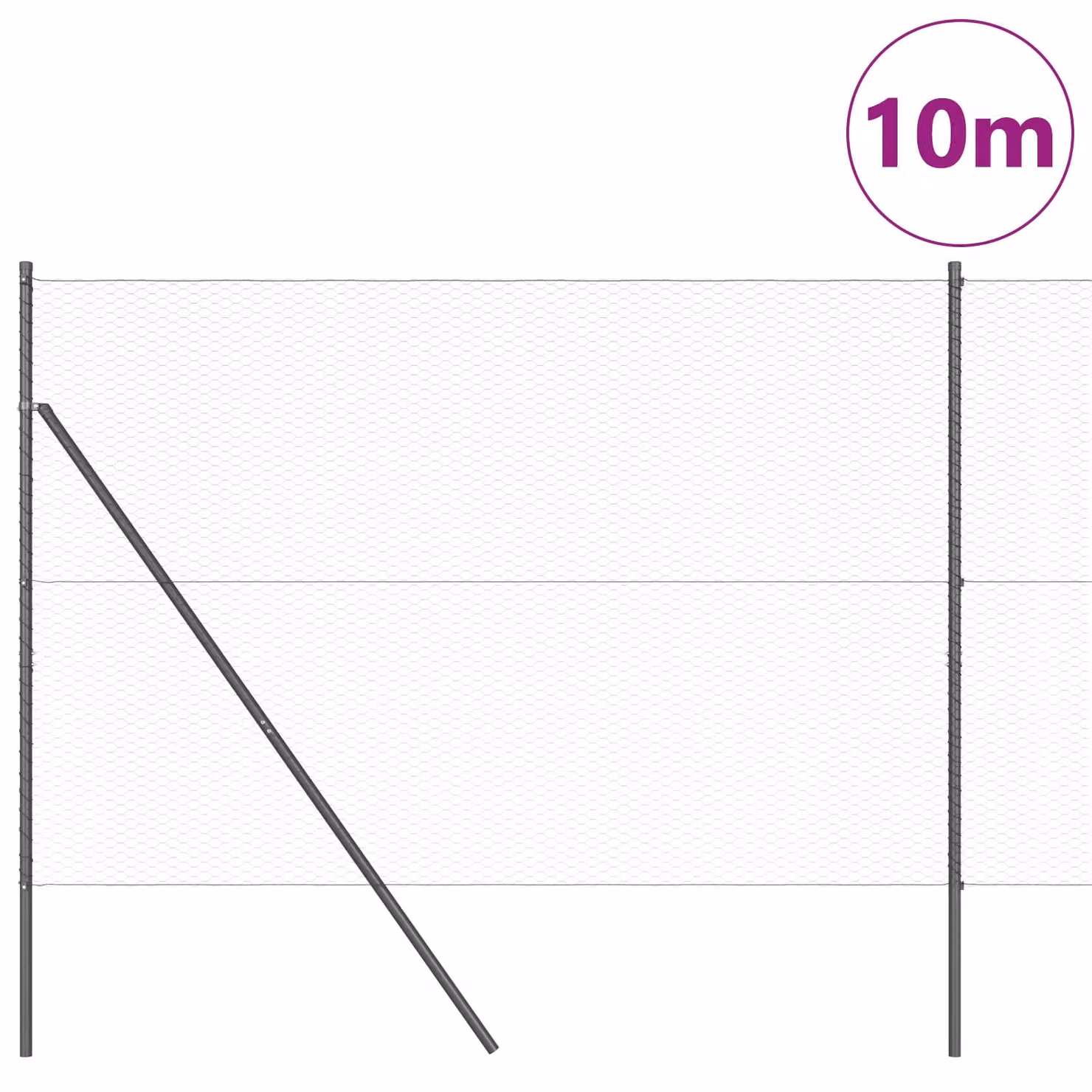 Berkfield Home Grey Steel Hexagon Wire Mesh Fence, H: 1.6 m x W: 10 m – 3