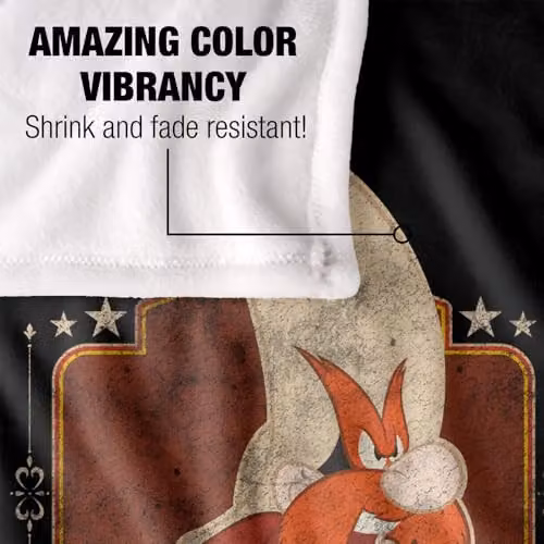 Warner Bros. Looney Tunes Yosemite Sam Varmint Super Soft Fleece Throw Blanket, Multicolour, W/D/H: 91 x 147 cm – 3
