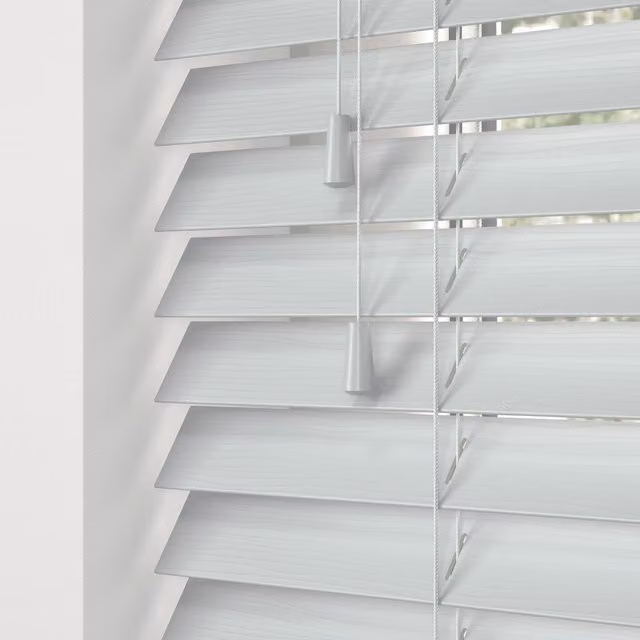 Terrys Elementi Fauxwood Made To Measure Venetian Blind, 50mm, Realm Fine Grain, White or Grey