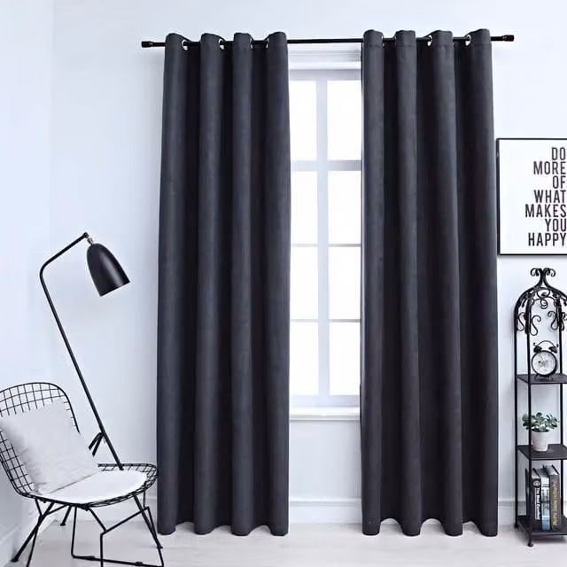 Berkfield Home Blackout Curtains with Eyelets, 2 Pack, Anthracite, W: 140 cm, H: 175 cm