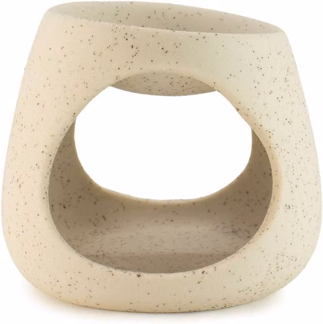 KDMD Ceramic Zen Round Pebble Speckled Tealight Oil Burner in White – 1