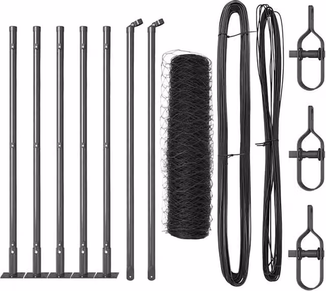 Berkfield Home Grey Hexagon Steel and PVC Fence, W: 10 m, H: 0.5 m – 1