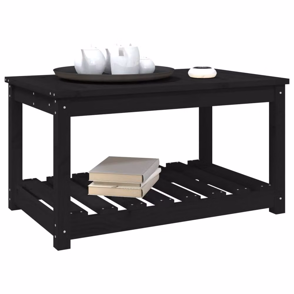 Berkfield Home Black Solid Pine Garden Table, W: 82.5 cm, D: 50.5 cm, H: 45 cm – 4