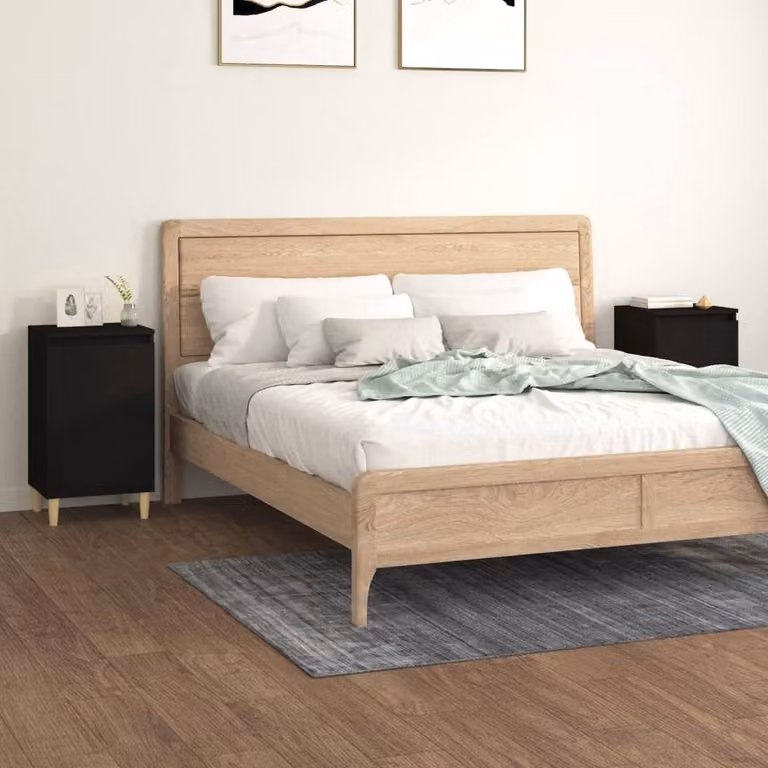 Berkfield Home Classic Bedside Cabinets, 2 Piece Set in Black, W/D/H: 40 x 35 x 70 cm