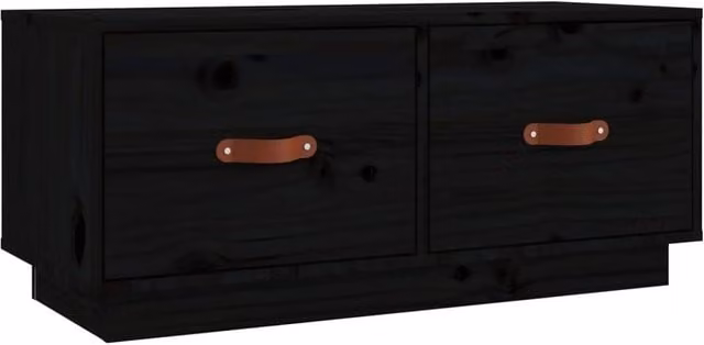 Berkfield Home Black Rustic Solid Wood Pine TV Cabinet W/D/H: 80 x 34 x 35 cm
