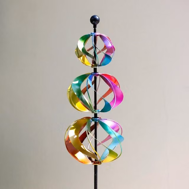 Primrose Three Sphere Multicoloured Kinetic Wind Spinner Metal