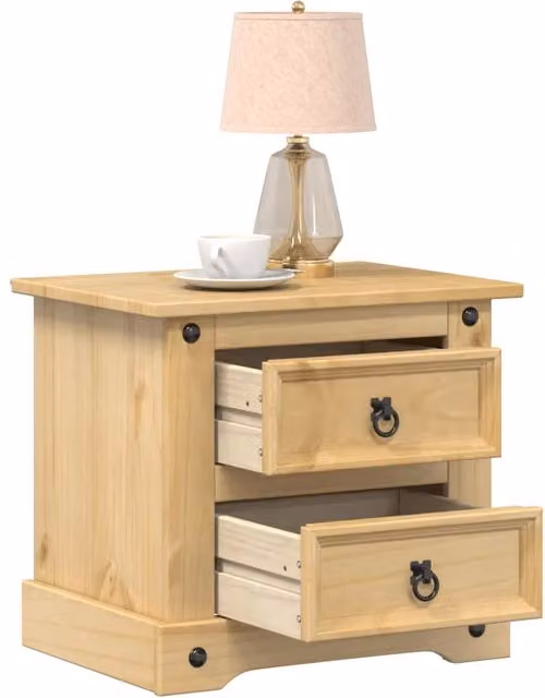 Berkfield Home Corona Bedside Cabinet in Brown Solid Pine Wood W/D/H: 53 x 39 x 50 cm