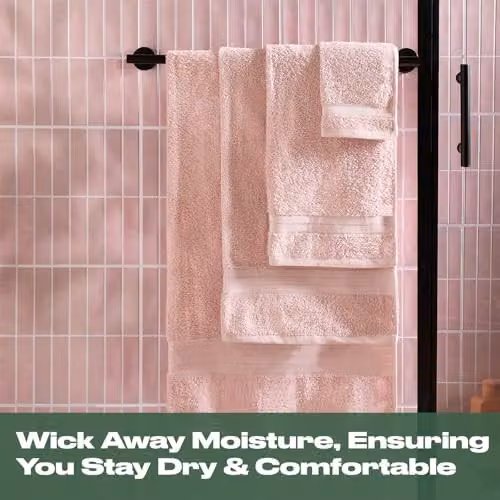OHS 2 Pack of Pink 100% Cotton Fluffy and Quick Drying Hand Towels – 2