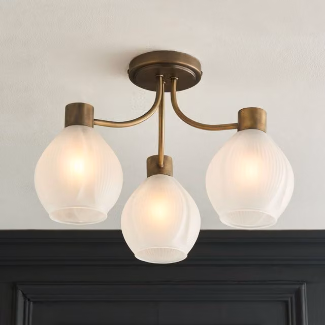 Pagazzi Hamilton 3 Light Semi Flush Ceiling Light in Gold and Antique Brass – 1