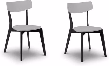 Julian Bowen Casa Set of 2 Retro Wooden Dining Chairs in Grey and Black with Fabric Seats – 1