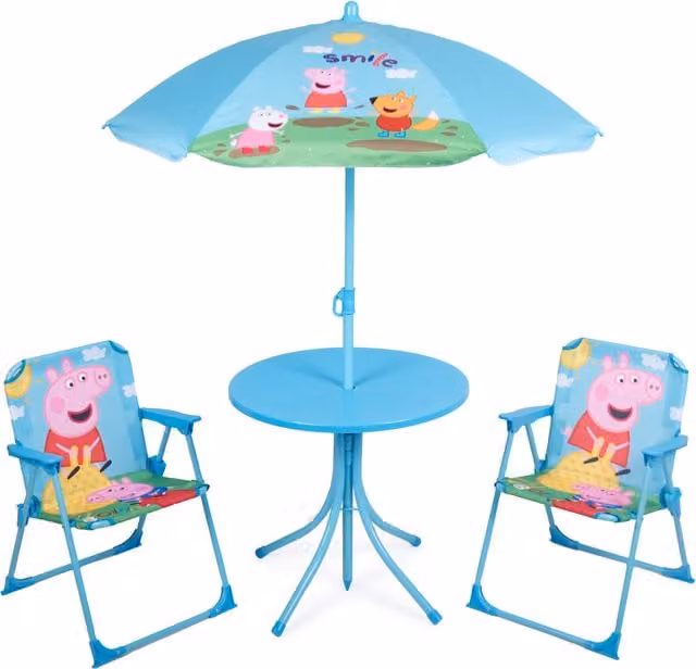 Relsy 4-Piece Blue and Brown Plastic Childrens Bistro Patio Set