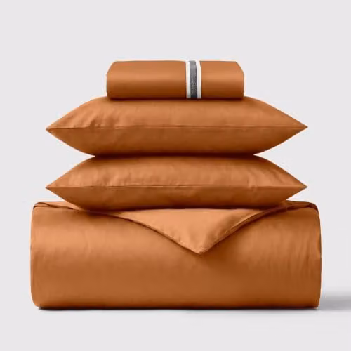 Bedable Sateen Essentials 100% Cotton Bedding Set in Terracotta, Super King Size