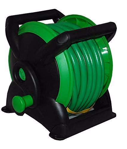 Kingfisher 15m Compact Garden Hose Pipe on Reel with Spray Nozzle in Green and Transparent – 2