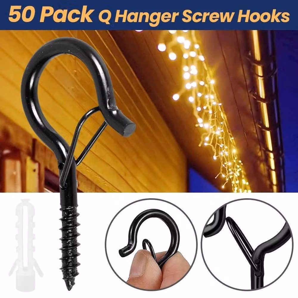 SPETLEK 50-Piece Black Stainless Steel Screw-in Eye Hooks – 3
