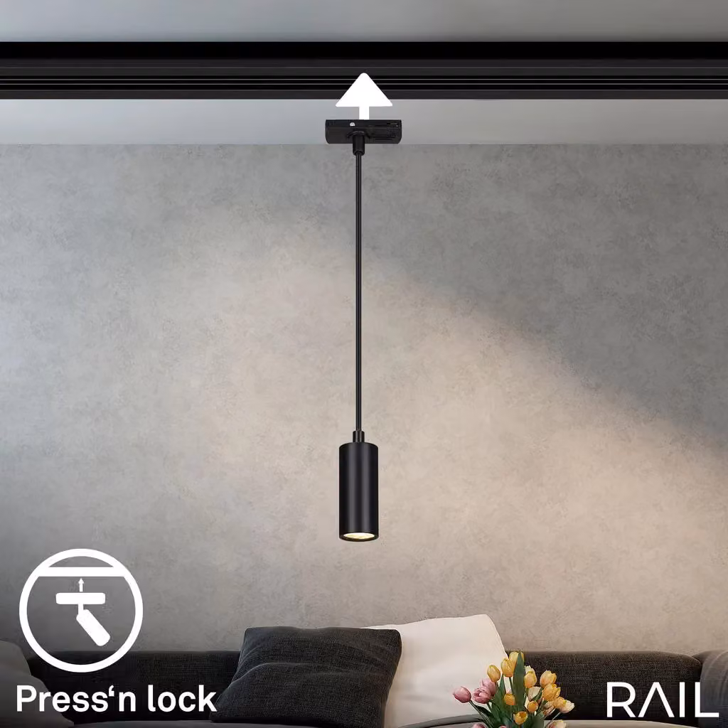 Briloner Black 45W LED Pendant Light for Track Systems, D: 40 mm, H: 100 mm – 3